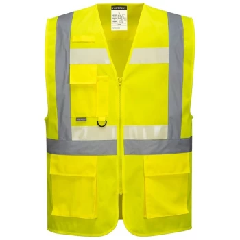 Image of G456YER4XL - sz 4XL Glowtex Ezee Zip Executive Vest - Yellow - Portwest