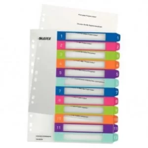 Image of Leitz WOW Printable Index Polypropylene A4 1-12 Numerical Tabs