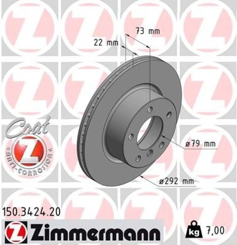 Image of ZIMMERMANN Brake disc ZIMMERMANN 150.3424.20