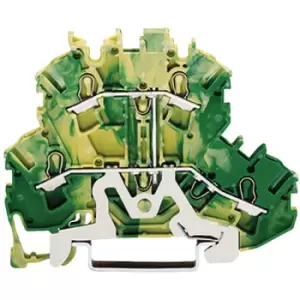 Image of WAGO 2002-2207 PE Double Deck 4 Conductor Ground Terminal Block Gr...