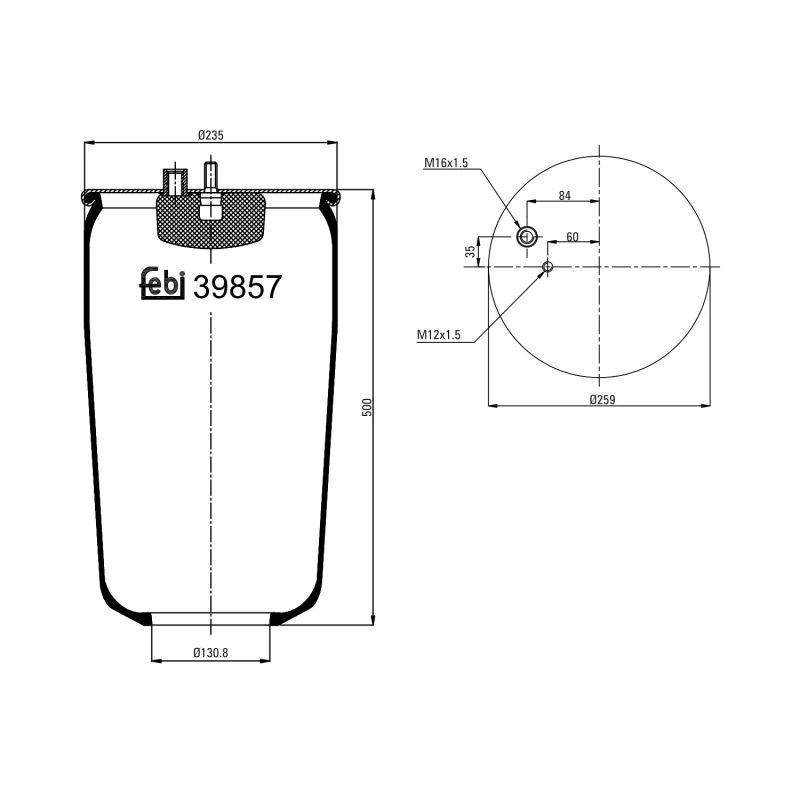 Image of FEBI BILSTEIN 39857 Boot, air suspension Rear Axle Right Boot,air suspension (324)