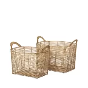 image of Broste Copenhagen Safi Rectangular Basket Natural Brown