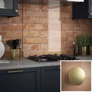 image of Clear Glass Kitchen Splashback (brushed Brass Caps) 600mm X 750mm