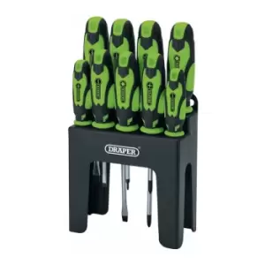 image of Soft Grip Screwdriver Set, Green (9 Piece) 16223 - Draper