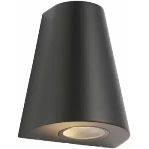 Image of Loops - Non Automatic Up & Down Outdoor Wall Light - Textured Black & Clear Glass