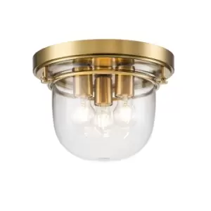 image of Quoizel Whistling Bowl Semi Flush Ceiling Light Brushed Brass, IP44