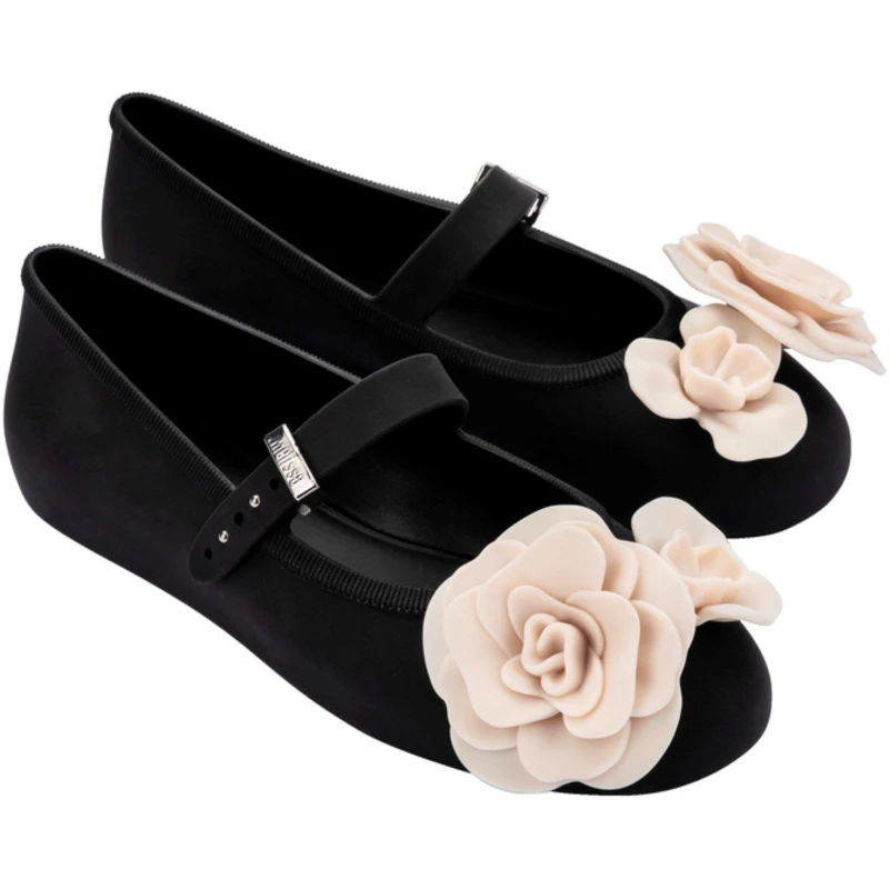 Image of Melissa Womens Petal Ballet Pumps Black Beige female 6 (39)