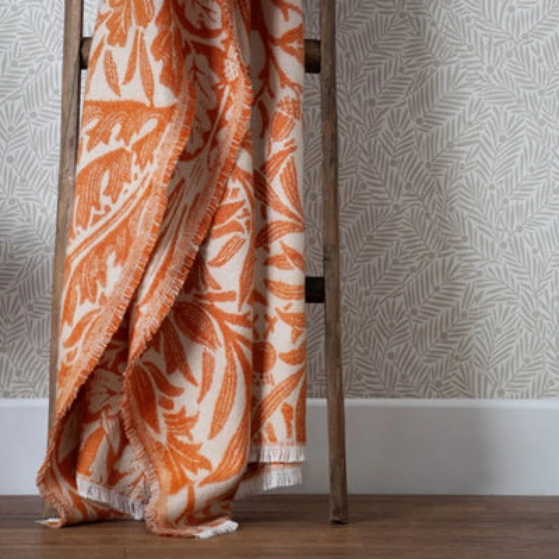 Image of Morris & Co Morris & Co Acorn Tonal Jacquard Throw in Orange Size: 130cm x 170cm Orange 130cm x 170cm Unisex 5025532811677