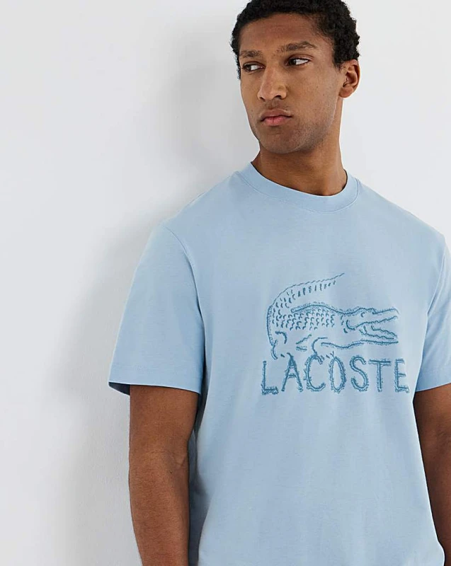 Image of Lacoste Lacoste Croc Graphic T-Shirt Light Blue - Lacoste - Size: XL46 Light Blue Male XL46 LA39204