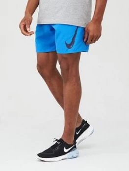 image of Nike Breathe Run Graphic Swoosh Shorts - Blue, Size 2XL, Men