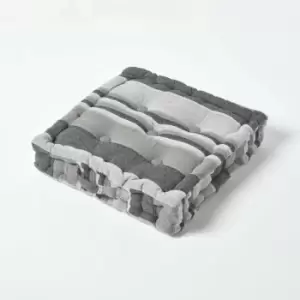 Image of HOMESCAPES Morocco Striped Cotton Floor Cushion Grey - Grey