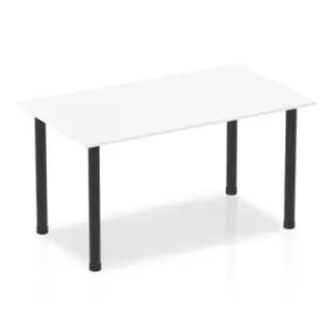 Image of Impulse 1400mm Straight Table White Top Black Post Leg