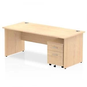 Image of Impulse 1800 Straight Panel End Workstation 500 Two drawer mobile Pedestal Bundle Maple