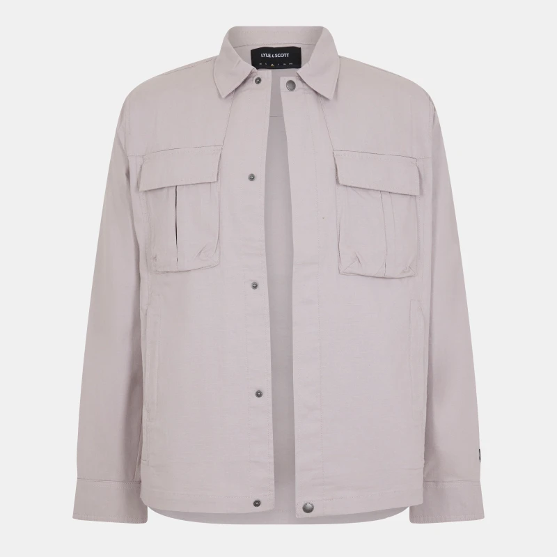 Image of Lyle and Scott Mens Ripstop Overshirt Pale Grey male S