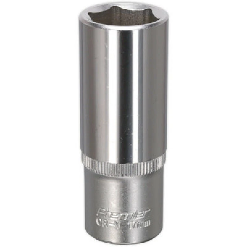 Image of Loops 17mm Forged Steel Deep Drive Socket - 3/8" Square Drive - Chrome Vanadium Socket Metallics