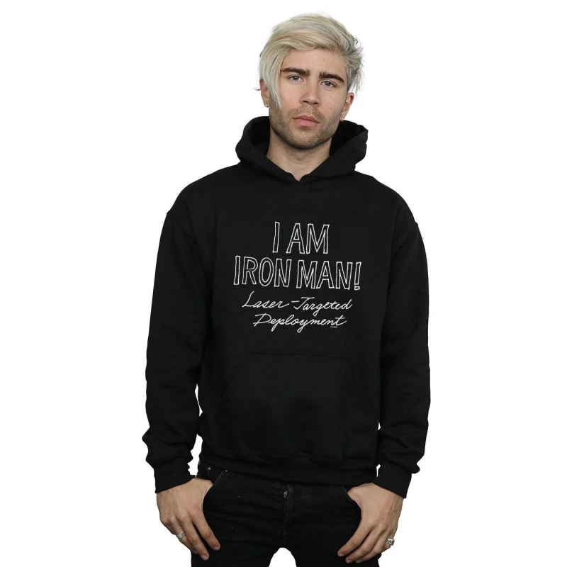 Image of Marvel Marvel Men I Am Iron Man Hoodie in Black Size: Small Black S Male 5059276736989
