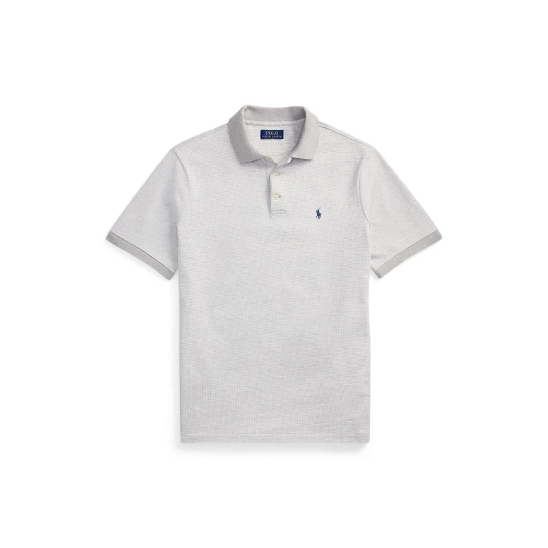 Image of Polo Ralph Lauren Mens Ribbed Collar Short Sleeve Shirt Spring Heather male S