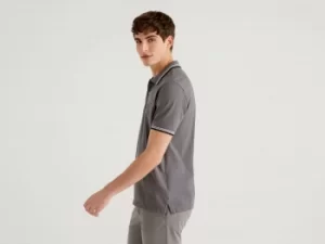 Image of Benetton, Short Sleeve Stretch Cotton Polo, taglia S, Dark Gray, Men