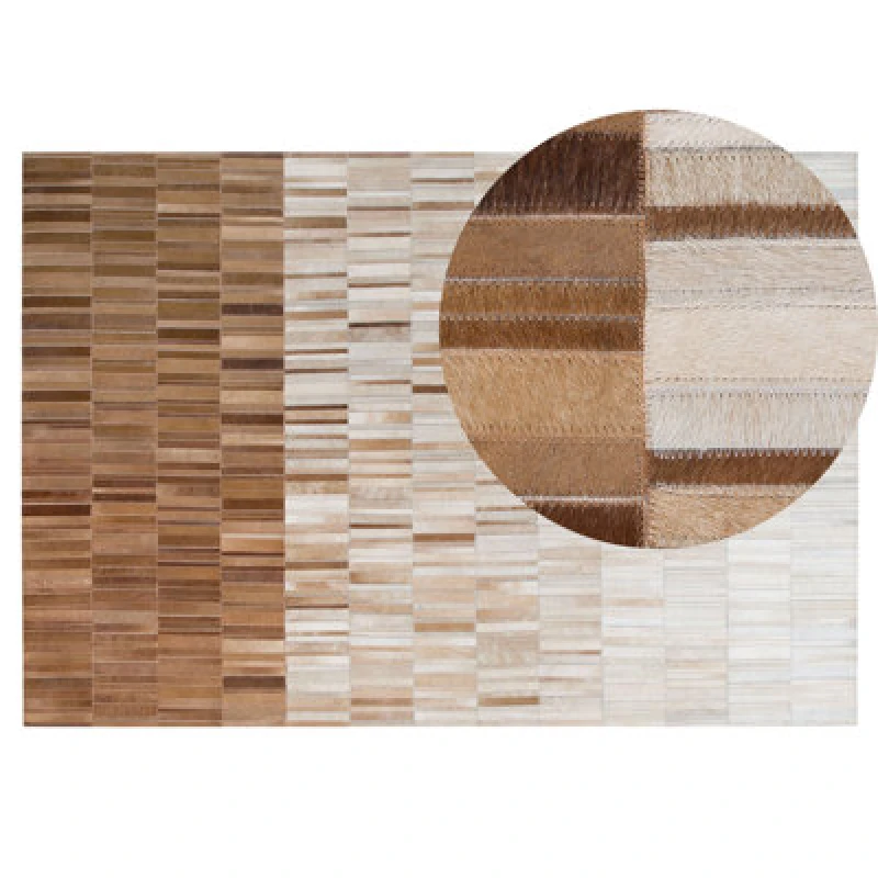 Image of Beliani Rug Yagda Beige 140 X 200 Cm Leather
