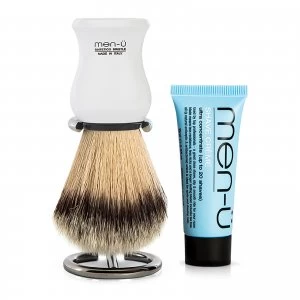 image of men-u DB Premier Shave Brush with Chrome Stand - White