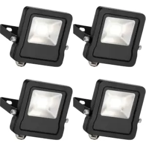 Image of 4 PACK Outdoor IP65 LED Floodlight - 10W Cool White LED - Angled Wall Bracket