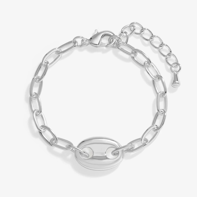 Image of Jon Richard Silver Plated Polished Link Bracelet Silver