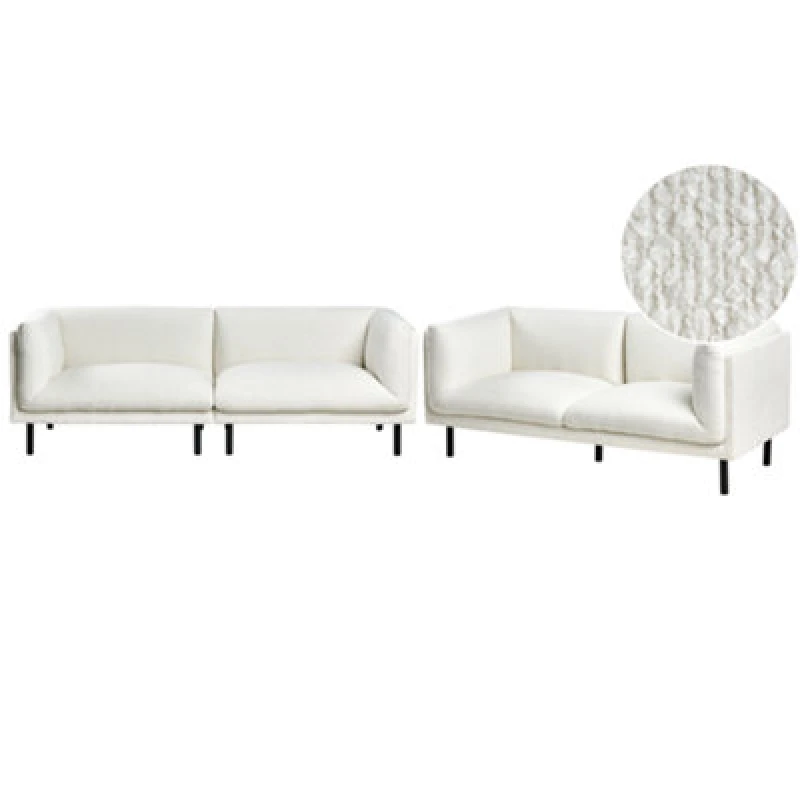 Image of Beliani Living Room Set 5 Seater Vorgod Boucle Off-White