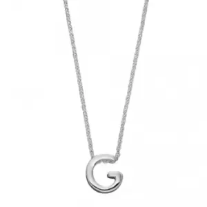 image of Initial G Plain Silver Initial Necklace N4434