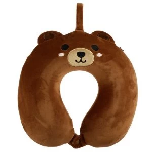 image of Relaxeazzz Cutiemals Bear Plush Memory Foam Travel Pillow