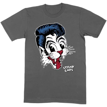 Image of Stray Cats - Big Blue Cat Unisex Large T-Shirt - Grey