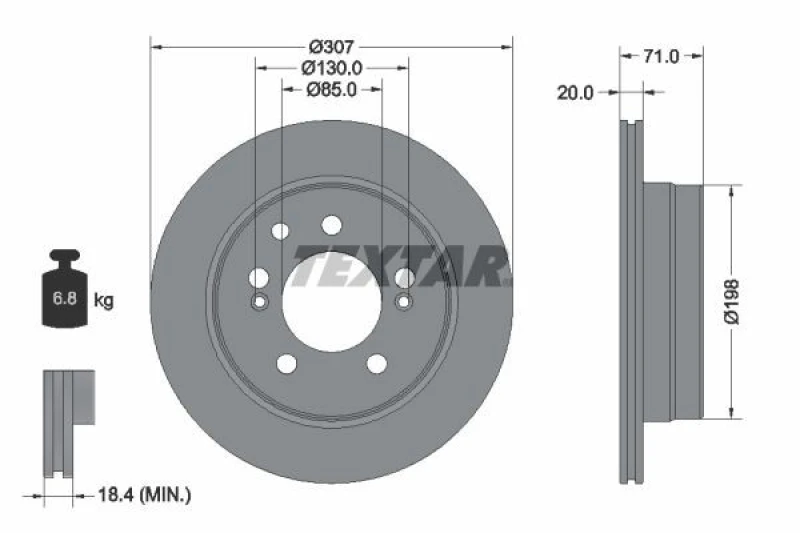 Image of Brake disc TEXTAR 92338503