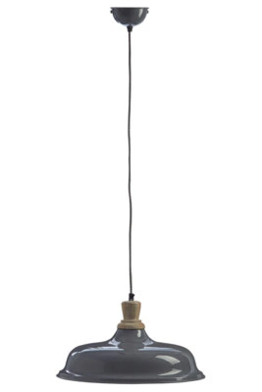 Image of Orsina Grey Small Pendant Light, Adjustable Ceiling Hanging Light With Wooden Holder, Iron Light For Dining Room