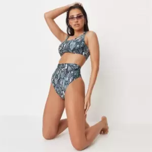 image of Missguided Super Hw Snake Bikini Bottoms - Blue