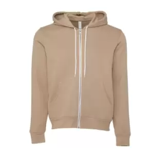 Canvas Unixex Zip-up Polycotton Fleece Hooded Sweatshirt / Hoodie (M) (Tan)