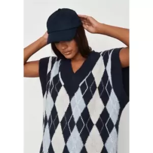 image of Missguided the Argyle Sweater Vest - Blue