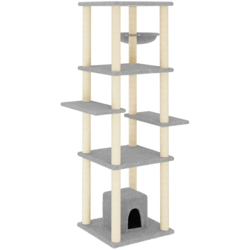 Image of VIDAXL Vidaxl - Cat Tree with Sisal Scratching Posts Light Grey 154cm 8720845416959
