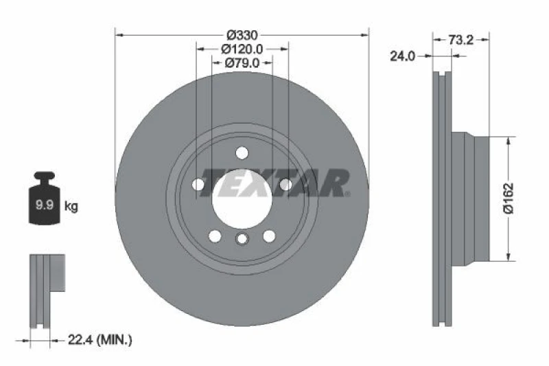 Image of Brake disc TEXTAR 92242005