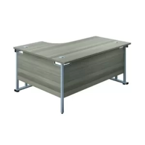 Image of Jemini Radial Right Hand Cantilever Desk 1800x1200x730mm Grey Oak/Silver KF807834