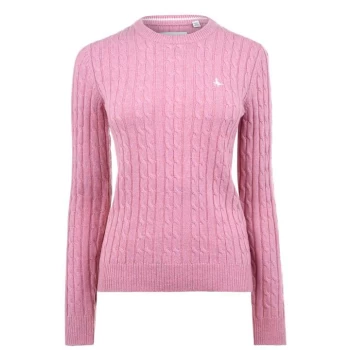 image of Jack Wills Tinsbury Merino Wool Cable Knitted Jumper - Pale Pink