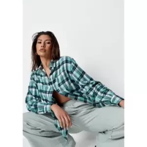 image of Missguided Ls Shirt Green Check - Green