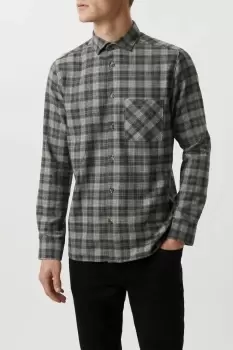 Image of Mens Stone Checked Chest Pocket Shirt