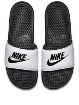 image of Nike Benassi Just Do It. Slider, White/Black, Size 8, Men