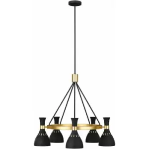Image of Loops - 5 Bulb Chandelier LIght Midnight Black / Burnished Brass LED E27 60W