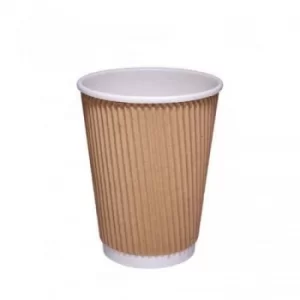 image of Paper Cup Ripple Wall PE Lining 12oz 340ml Corrugated Case Brown Kraft Pack of 500