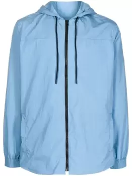 Image of HUGO Zip-up Logo Hooded Jacket Medium Blue