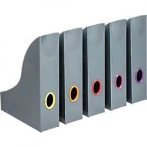 image of Durable Magazine Rack Varicolor Polystyrene Grey 7.3 x 24.1 x 30.6cm Pack of 5