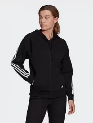 Image of adidas Sportswear Future Icons 3-stripes Hooded Track Top, Black, Size 2Xs, Women