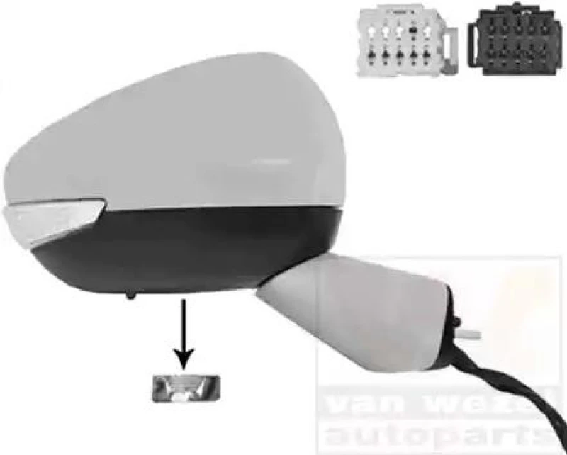 Image of VAN WEZEL 0979818 Wing mirror * HAGUS * Right, with temperature sensor, partially primed Outside Mirror (50)