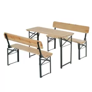 Image of Alfresco 3 Piece Wooden Table Bench Set, Brown