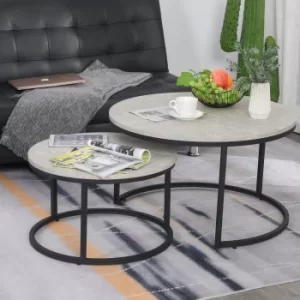 Image of HOMCOM Steel MDF-Top Stack Design 2 Piece Coffee Tables Black/Grey